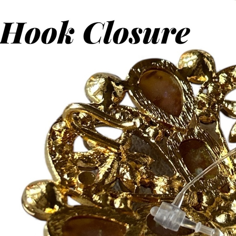 Jeweled & Rhinestone Chain Belt with Floral Accent. Gold & Brown 40” inches NWOT - Picture 7 of 11